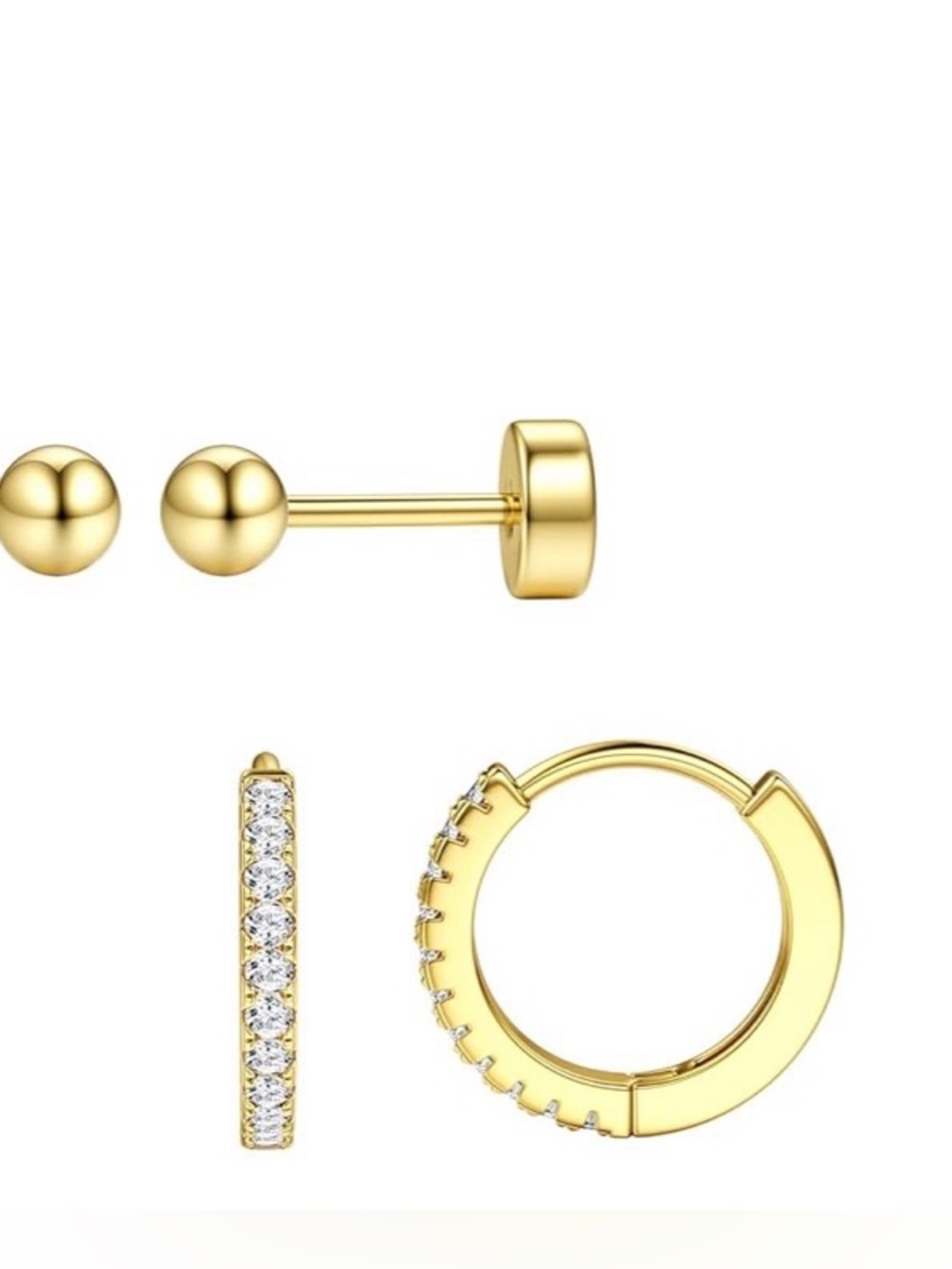 ⭐️FINAL PRICE #92 Stainless Steel Hoop & Ball Stud Earring Set